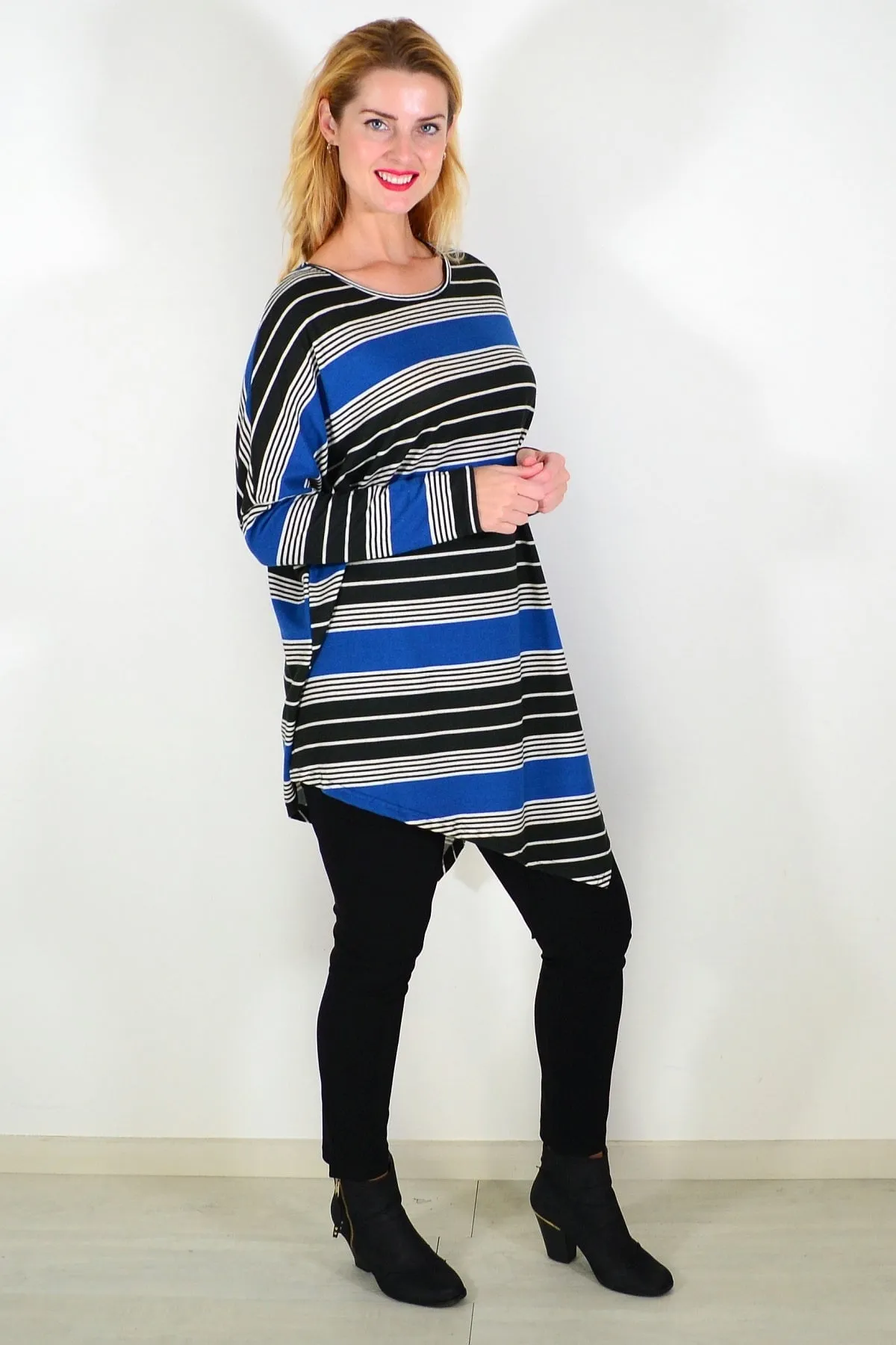 Blue Black Walk My Way Fleece Tunic Top