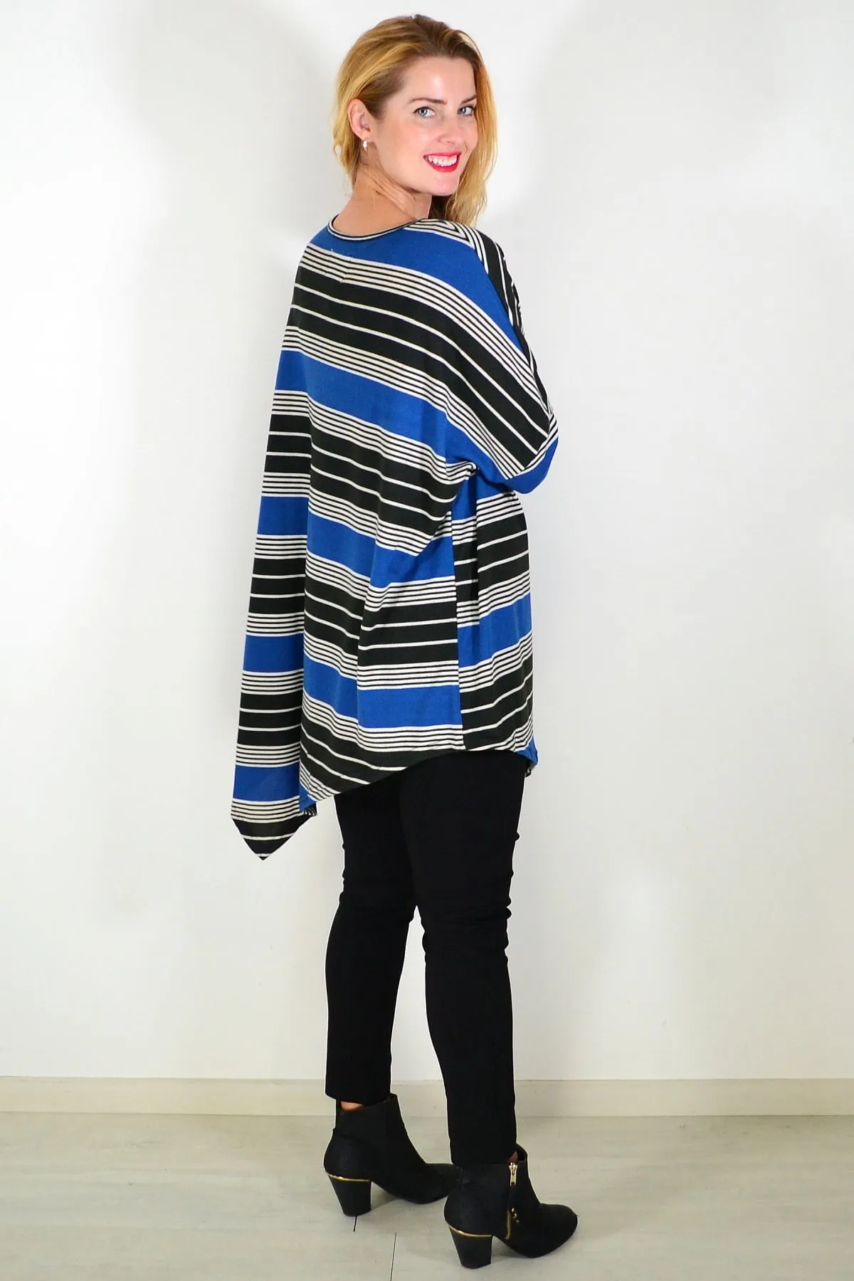 Blue Black Walk My Way Fleece Tunic Top