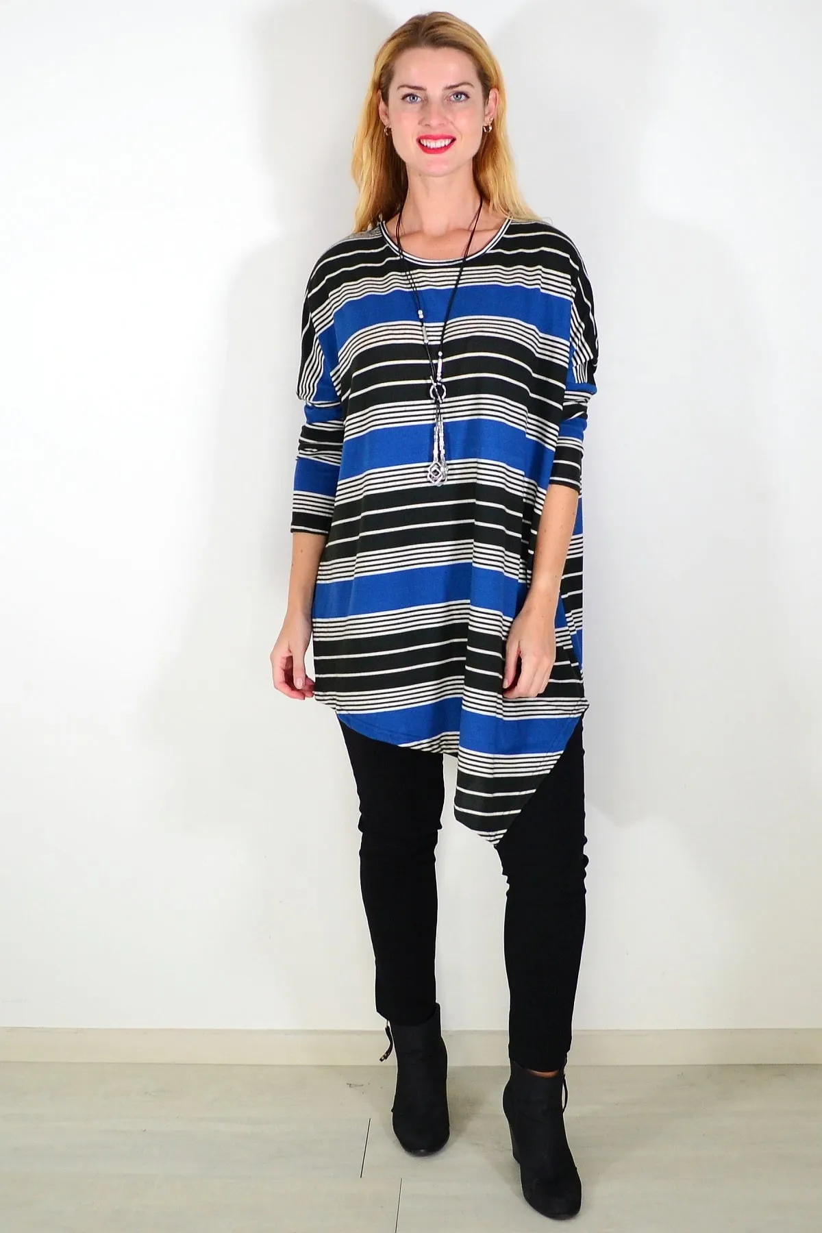 Blue Black Walk My Way Fleece Tunic Top