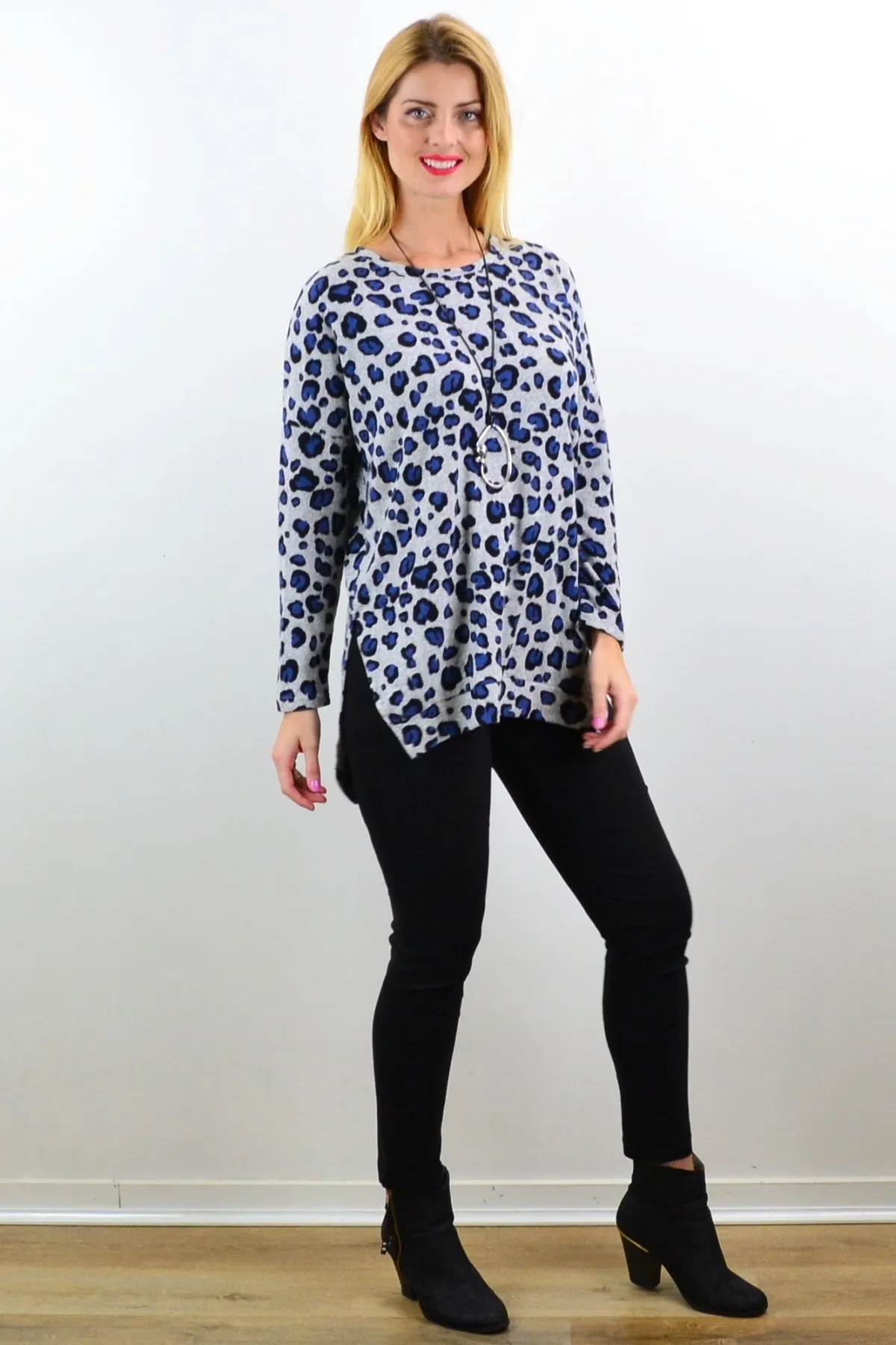 Blue Spot Fleece Tunic Top