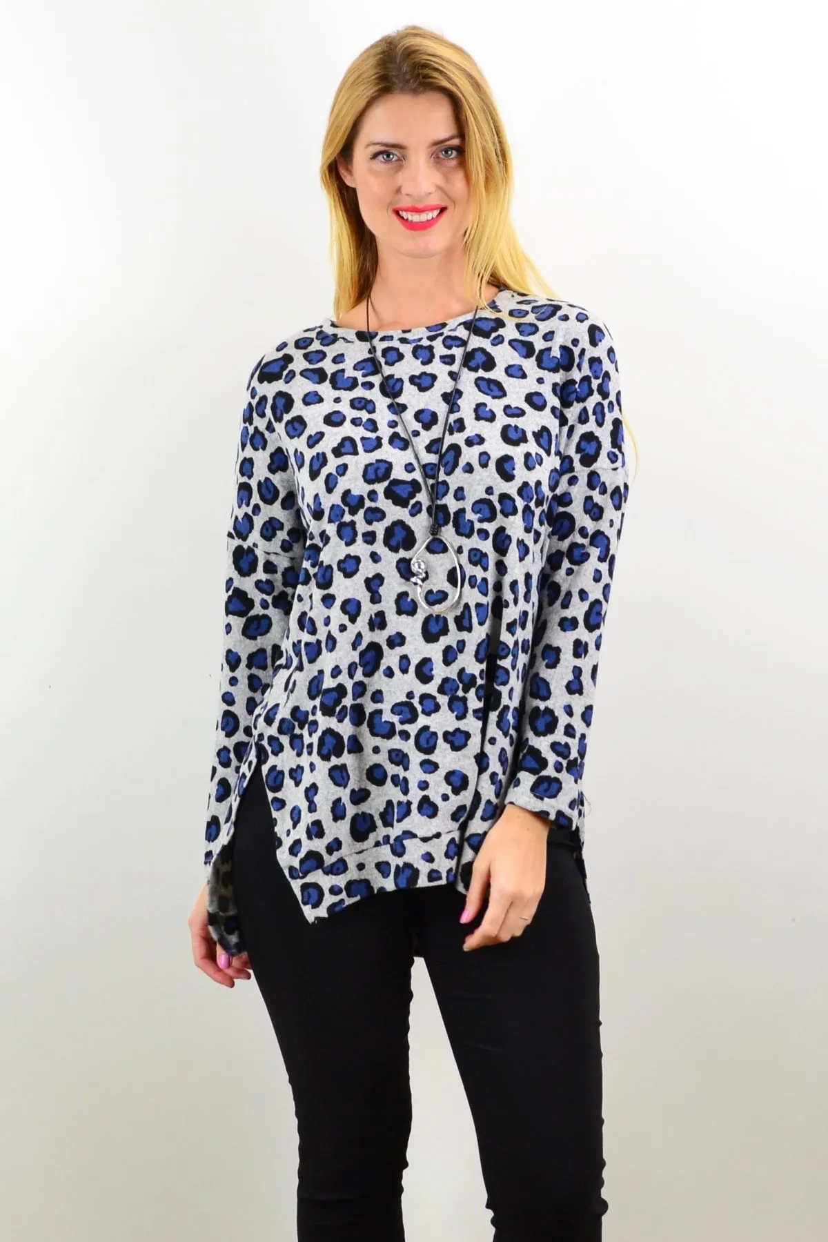 Blue Spot Fleece Tunic Top