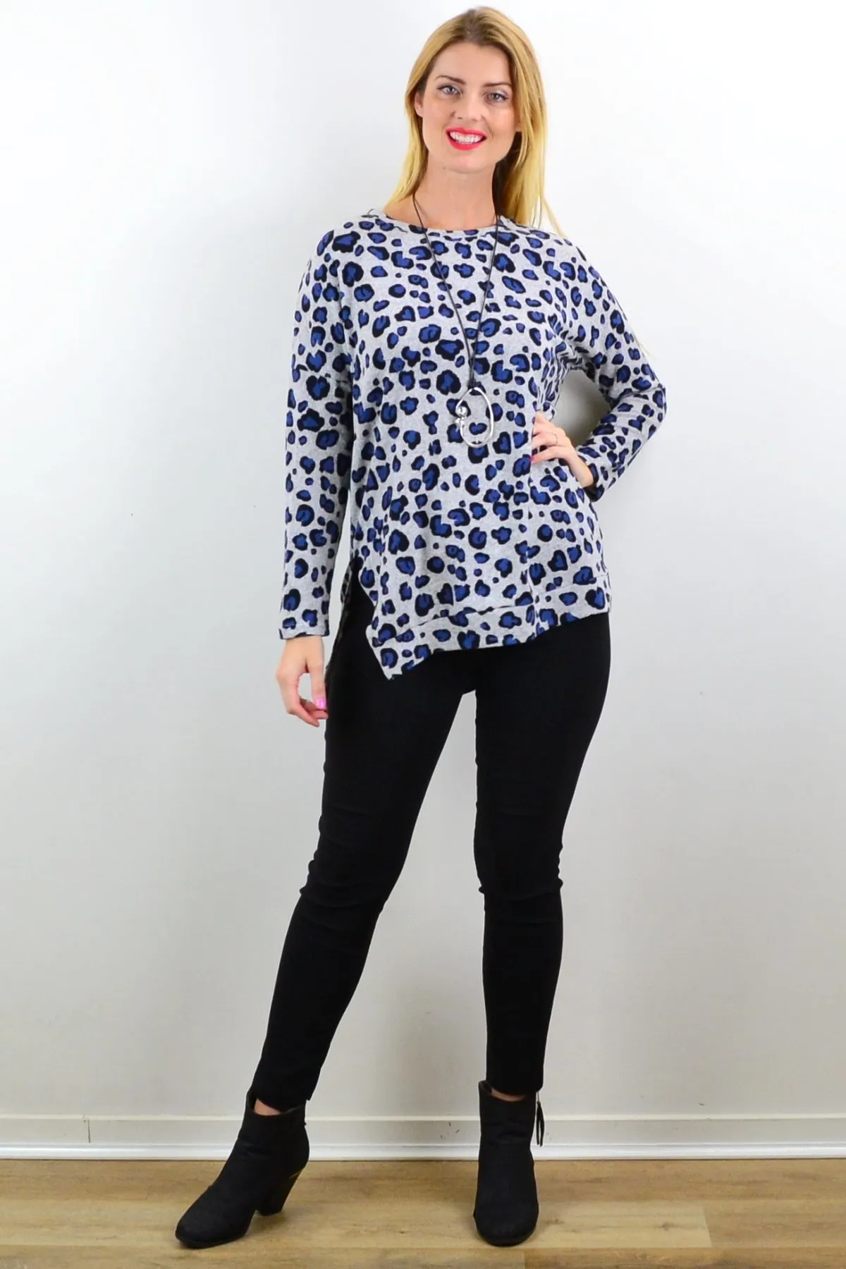 Blue Spot Fleece Tunic Top