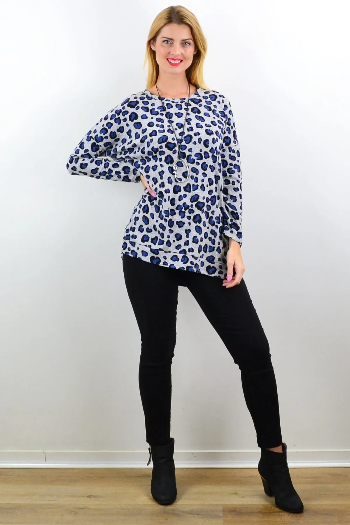 Blue Spot Fleece Tunic Top