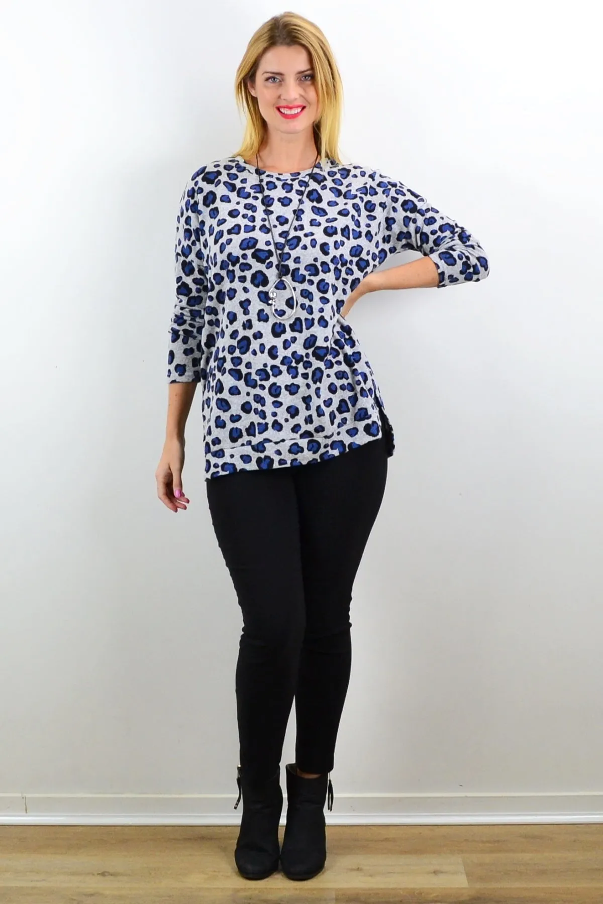 Blue Spot Fleece Tunic Top