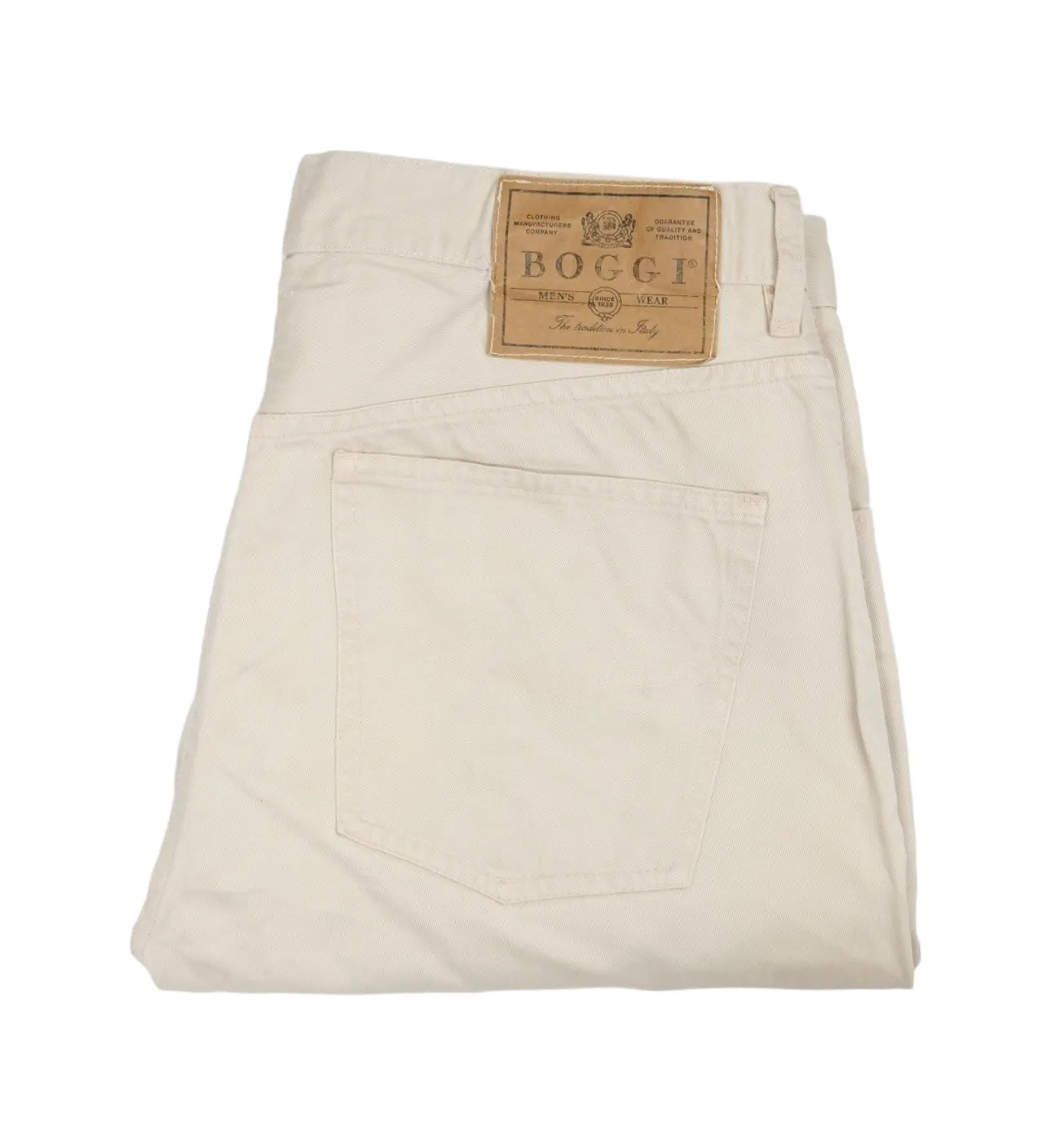 Boggi - Beige Cotton 5-Pocket High Rise Trousers 31/28