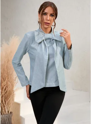 Bow Short Long Sleeve Denim Jacket