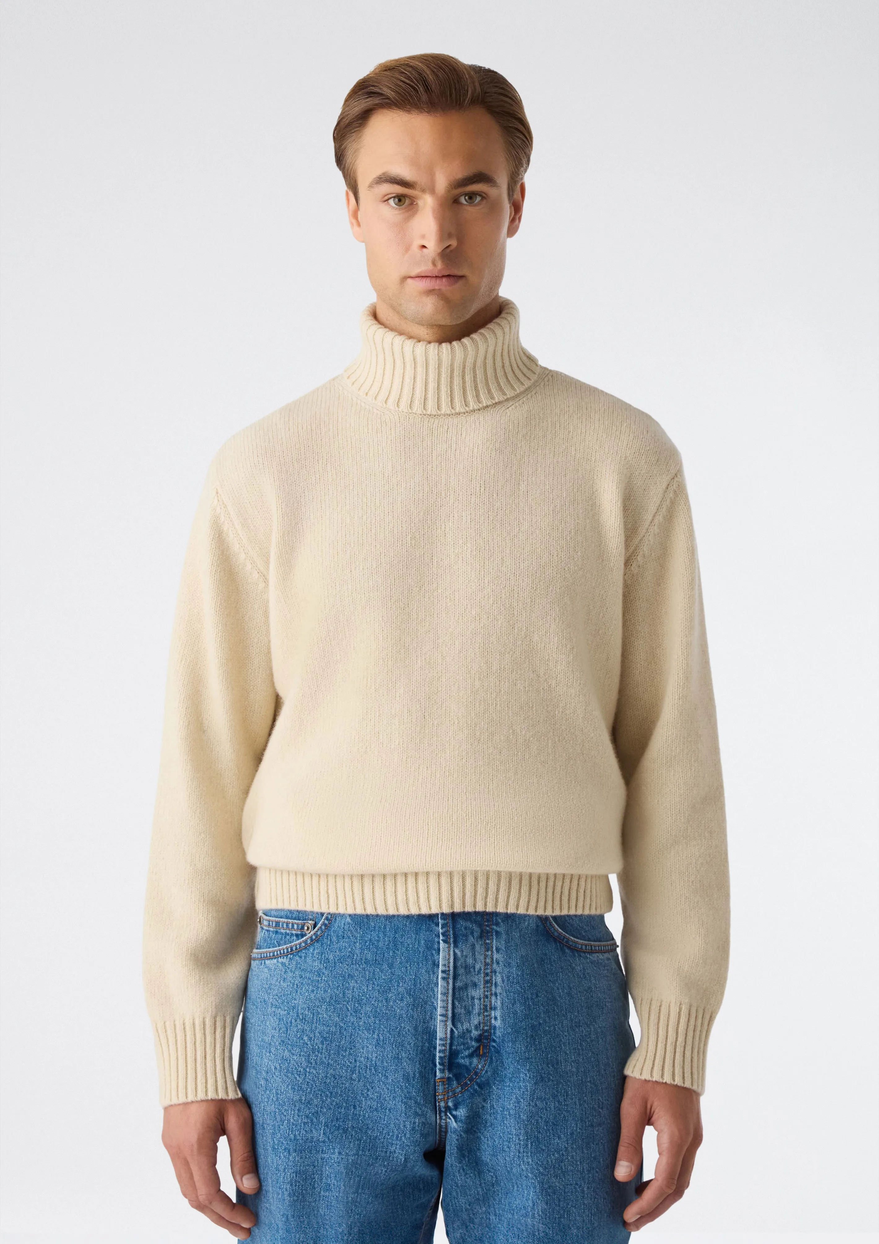 Börje Wool/Cashmere Roll Neck - Ecru