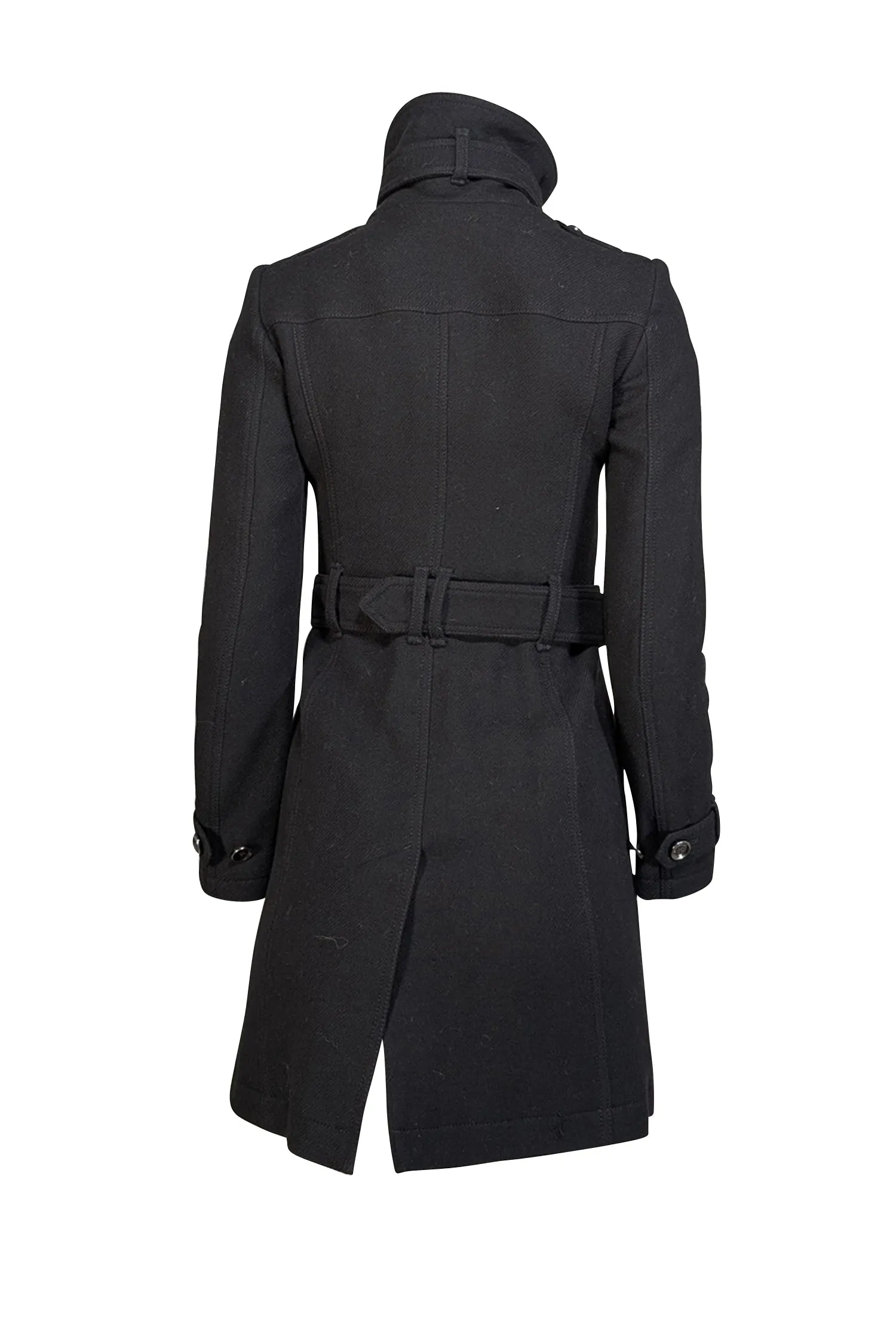 Burberry - Black Wool Blend Coat Sz 2