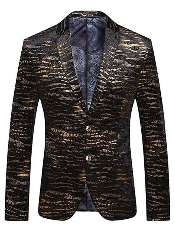 Buygold Men's Fashion Velvet cloth Bronzing process Slim Chic Blazer Suit Jacket