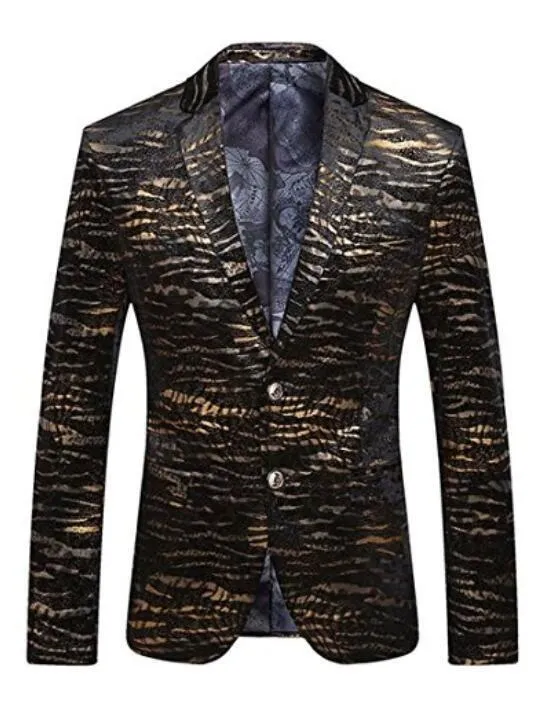 Buygold Men's Fashion Velvet cloth Bronzing process Slim Chic Blazer Suit Jacket