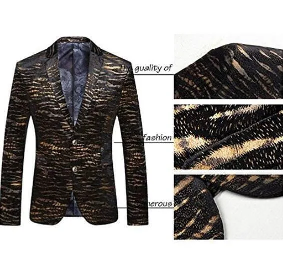 Buygold Men's Fashion Velvet cloth Bronzing process Slim Chic Blazer Suit Jacket