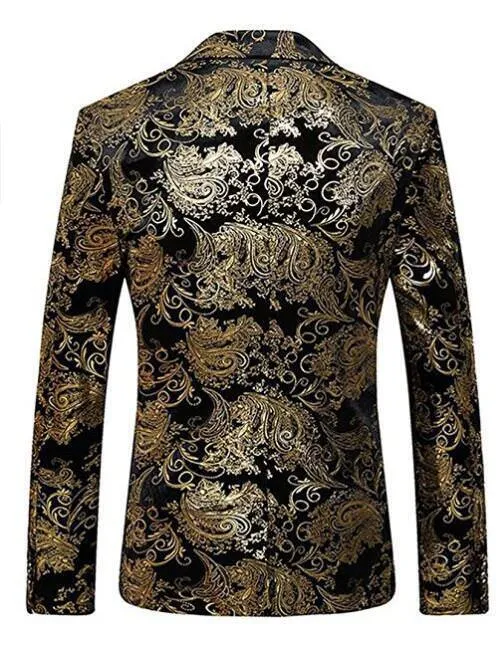 Buygold Men's Fashion Velvet cloth Bronzing process Slim Chic Blazer Suit Jacket