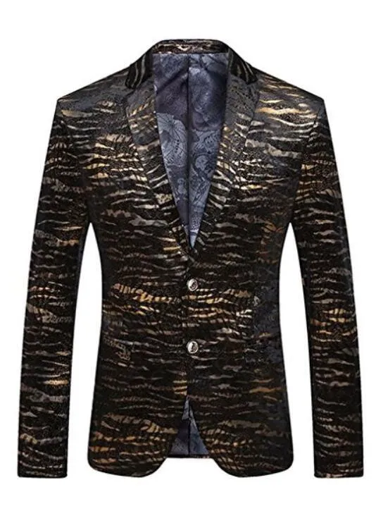 Buygold Men's Fashion Velvet cloth Bronzing process Slim Chic Blazer Suit Jacket