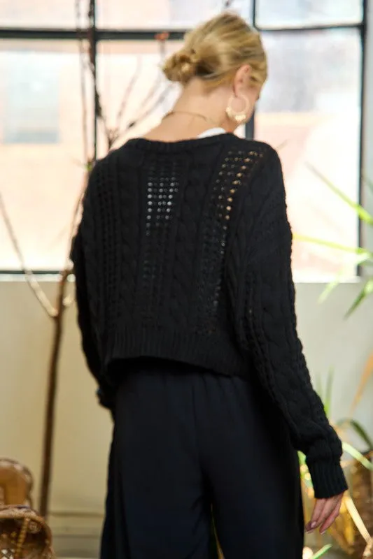 Cable Knit Drop Shoulder Cardigan