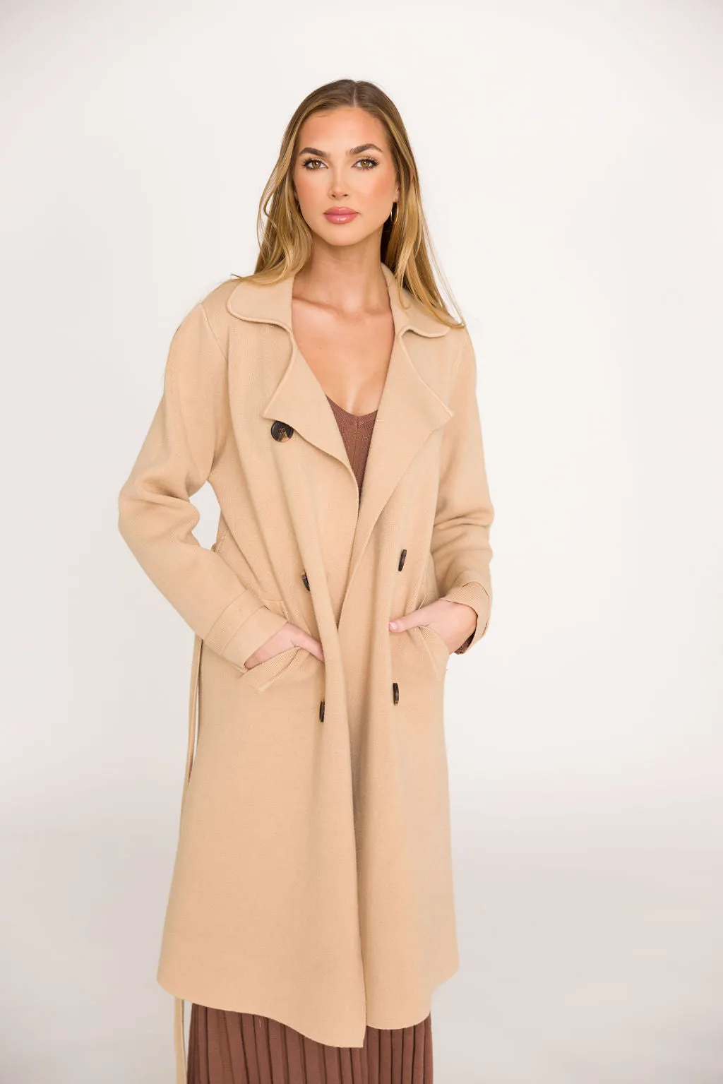 Cadenza Cashmere-Blend Peacoat in Camel *LUXURY ITEM*