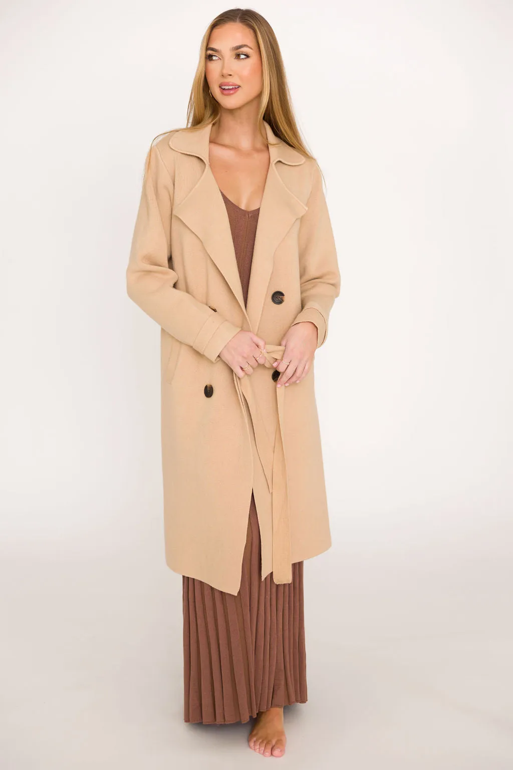 Cadenza Cashmere-Blend Peacoat in Camel *LUXURY ITEM*