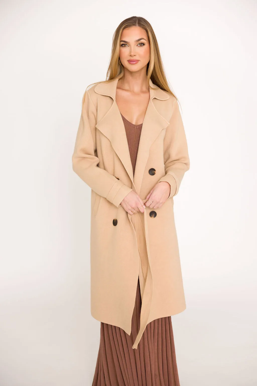 Cadenza Cashmere-Blend Peacoat in Camel *LUXURY ITEM*