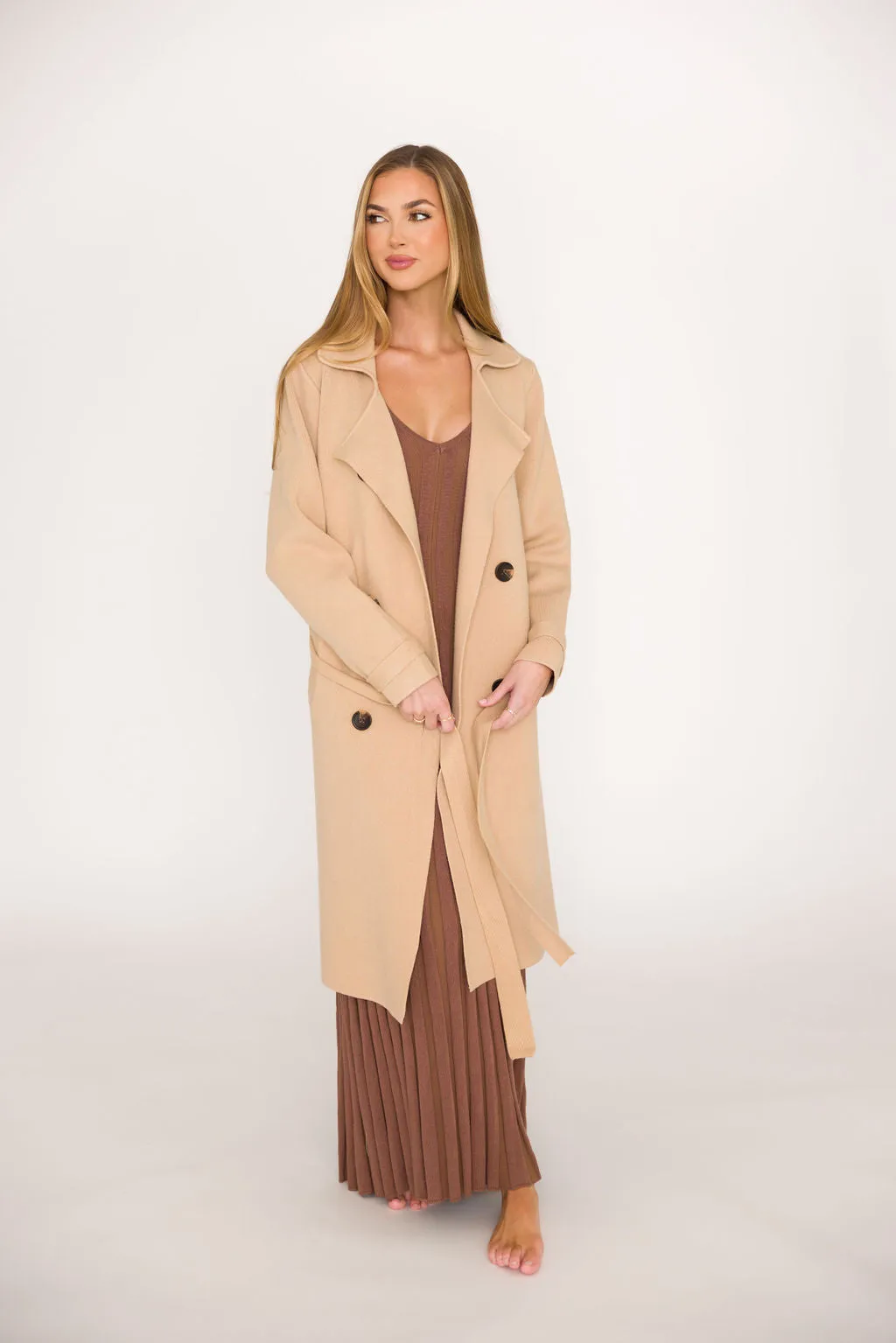 Cadenza Cashmere-Blend Peacoat in Camel *LUXURY ITEM*