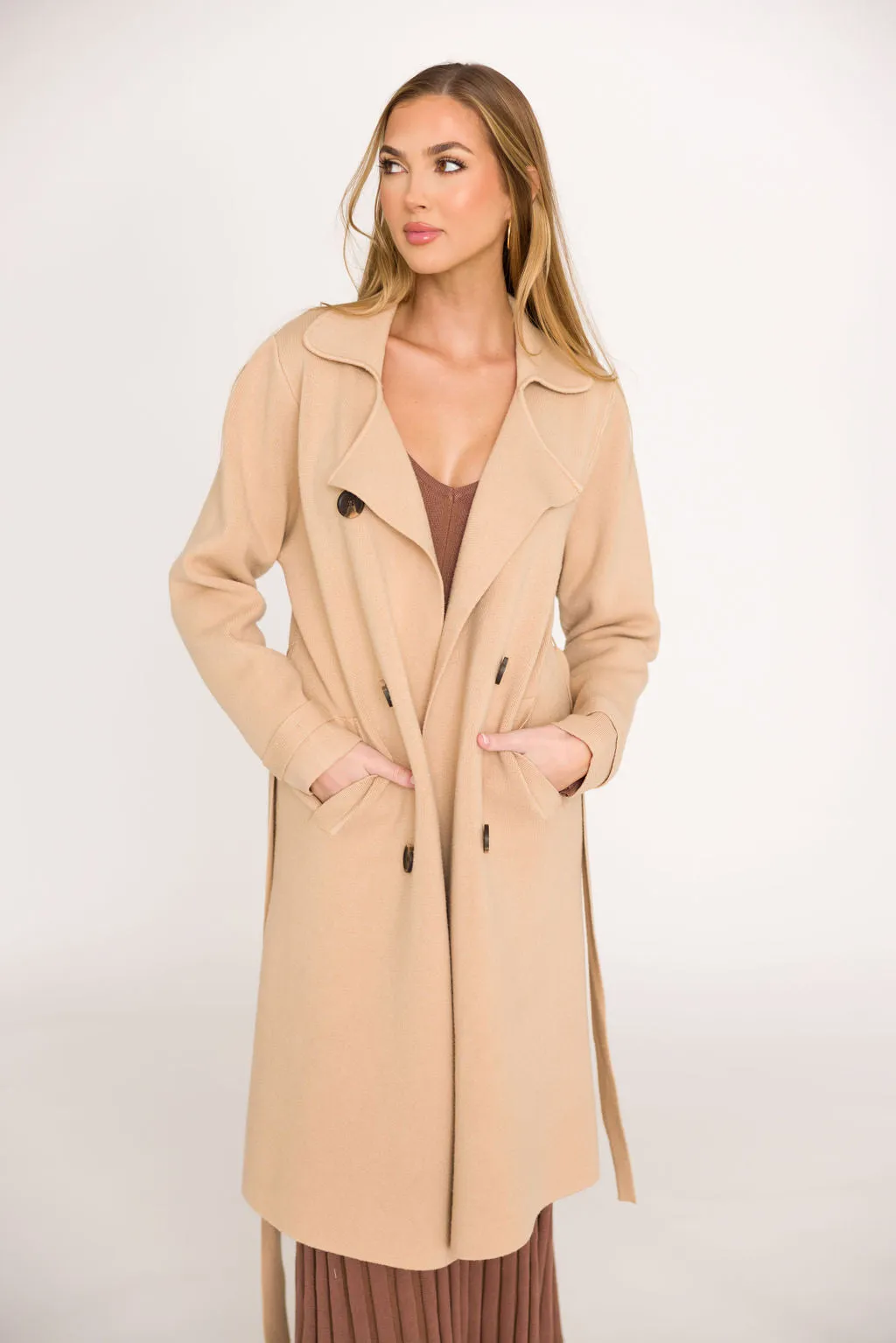 Cadenza Cashmere-Blend Peacoat in Camel *LUXURY ITEM*