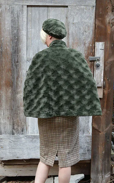 Capelet - Cuddly Faux Fur in Army Green (Two Left!)