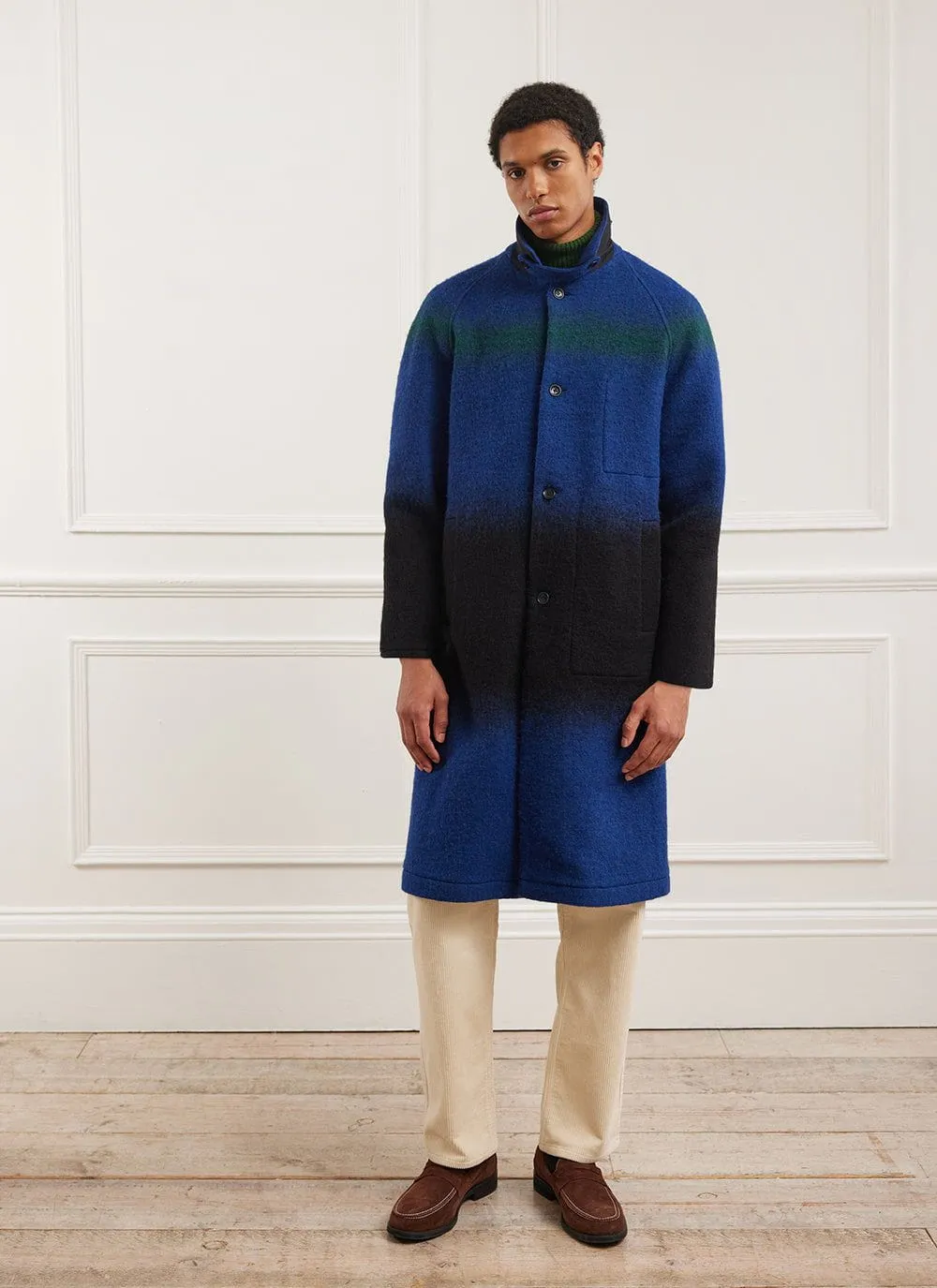 Car Coat | Gradient Wool | Blue with Forest