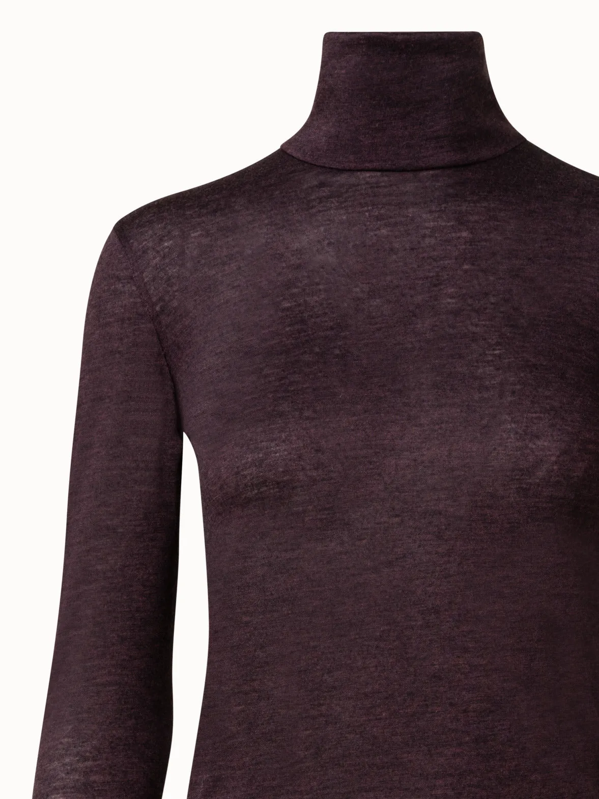 Cashmere Silk Jersey Mock Neck Pullover