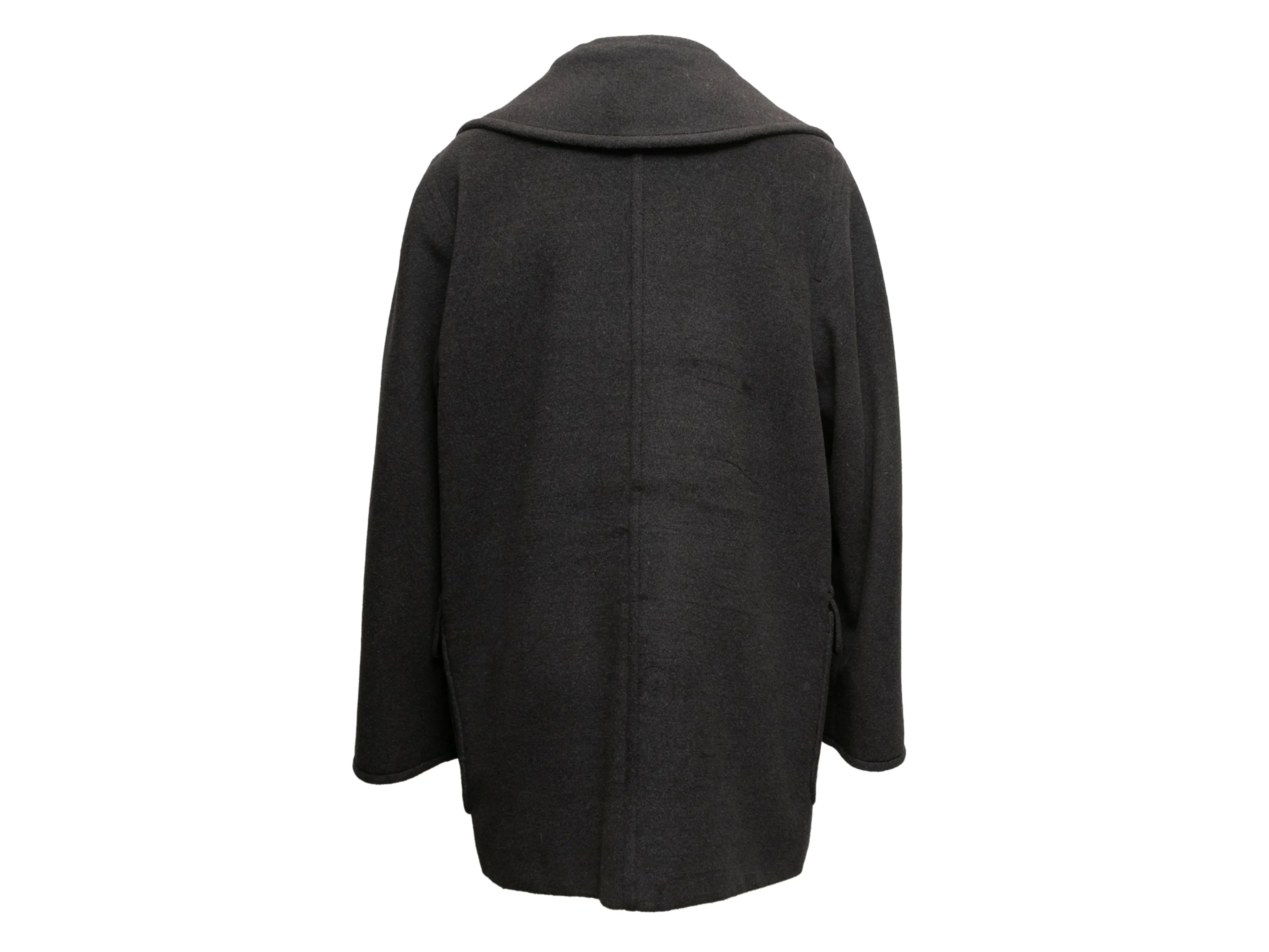 Charcoal Max Mara Wool Double-Breasted Peacoat Size IT 46