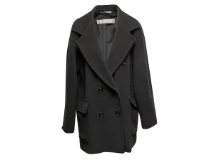 Charcoal Max Mara Wool Double-Breasted Peacoat Size IT 46