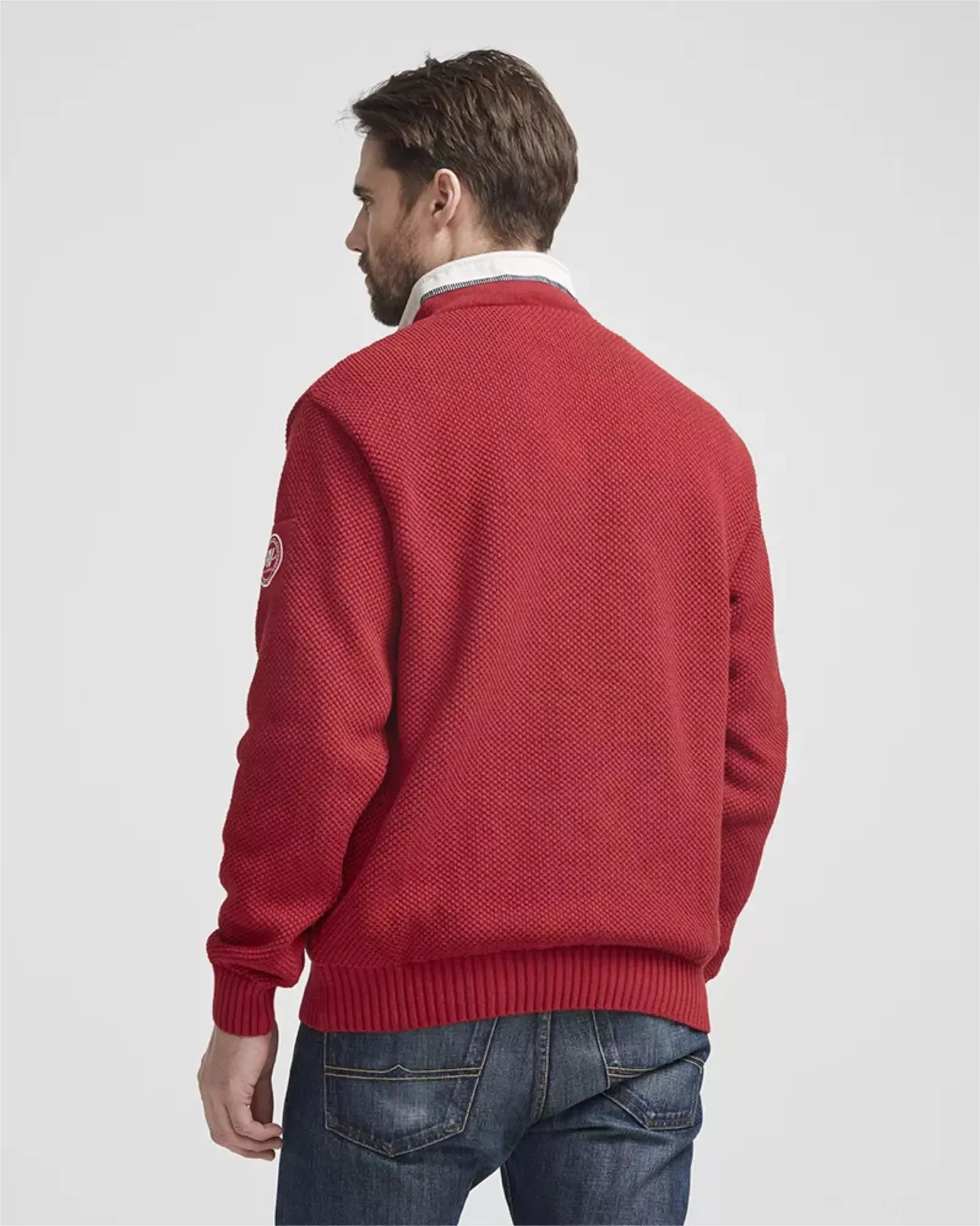 Classic Windproof Knitted Sweater - Red