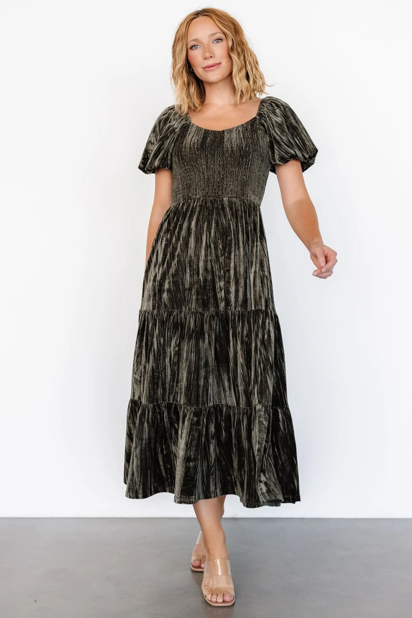 Colleen Velvet Maxi Dress | Olive