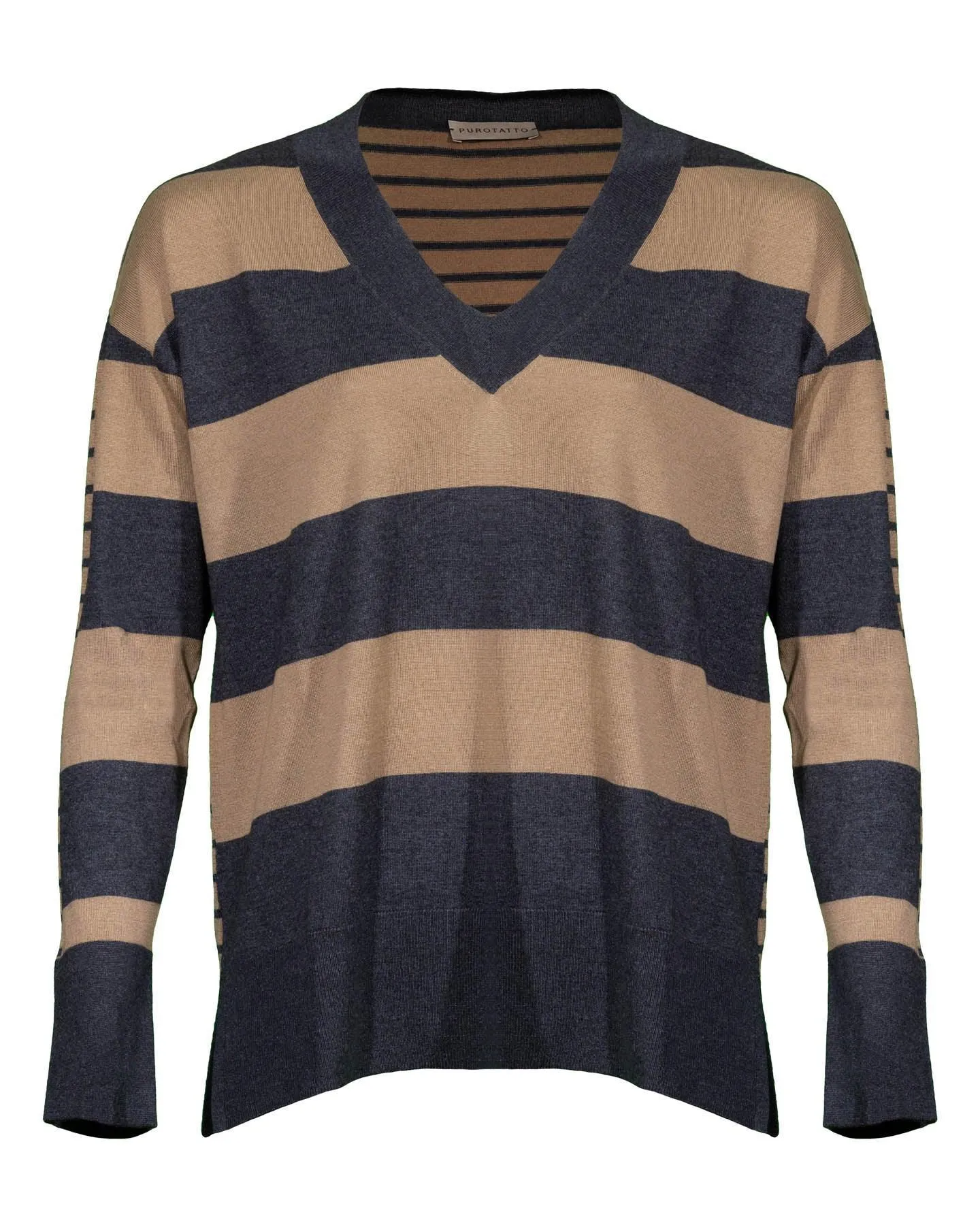 Contrast Stripe V-Neck Sweater