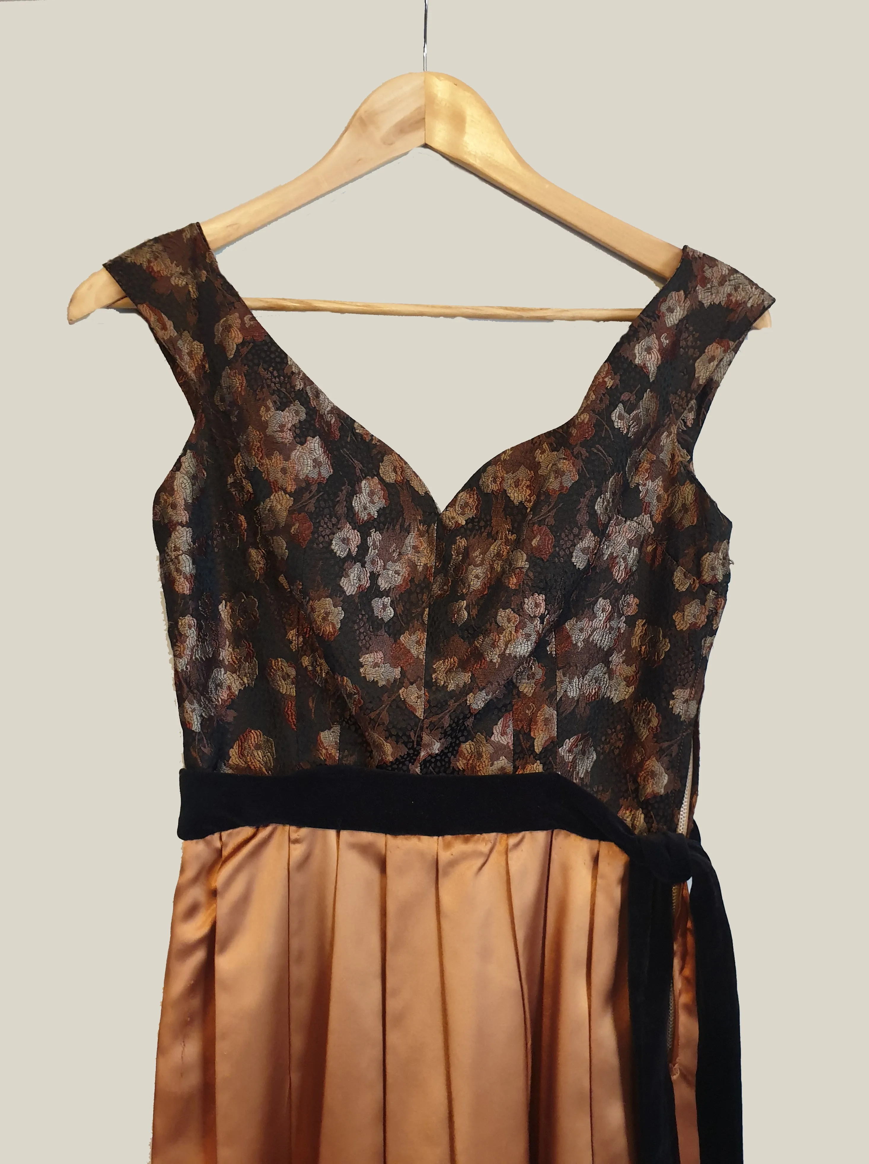 Copper Satin & Brocade Dress - S