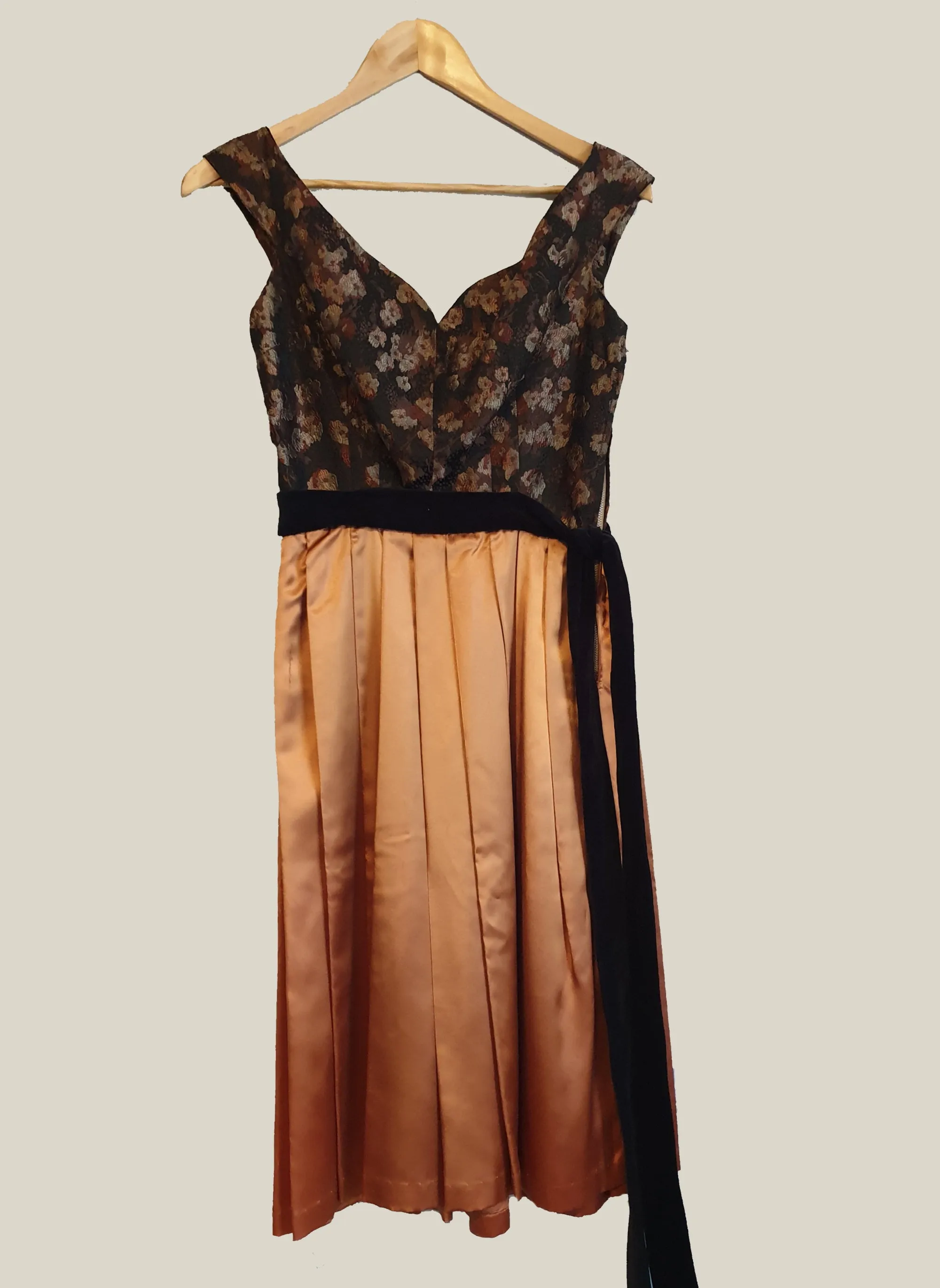 Copper Satin & Brocade Dress - S