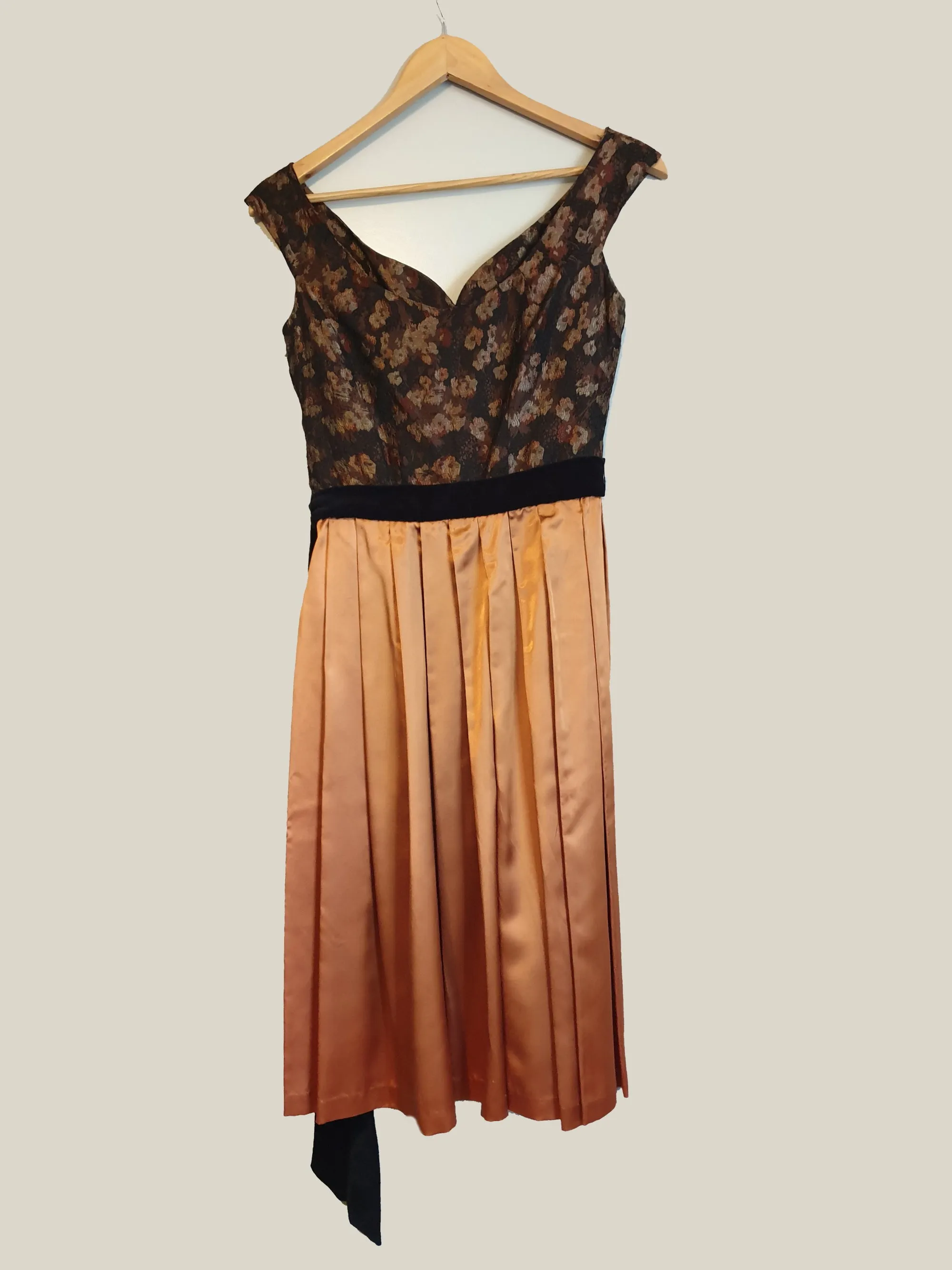 Copper Satin & Brocade Dress - S