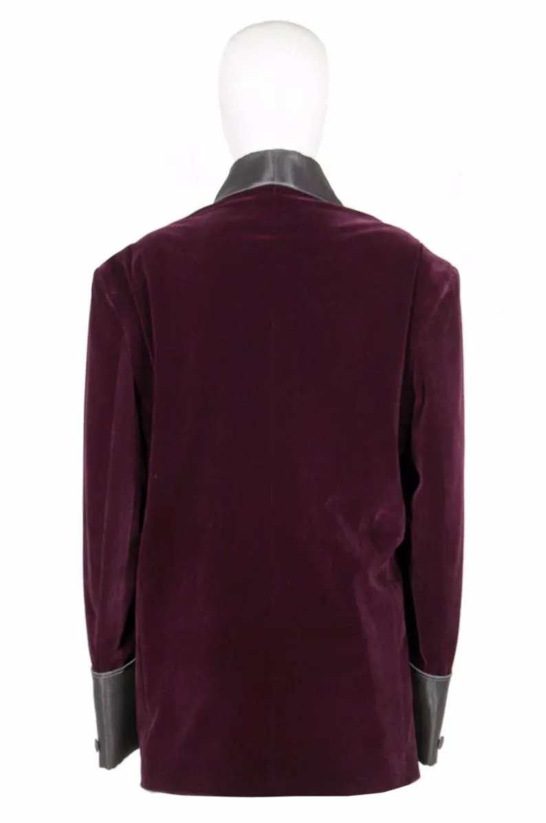 Copy of Jackets Men Burgundy Velvet Robe De chambre Evening Dinner Coat Robe