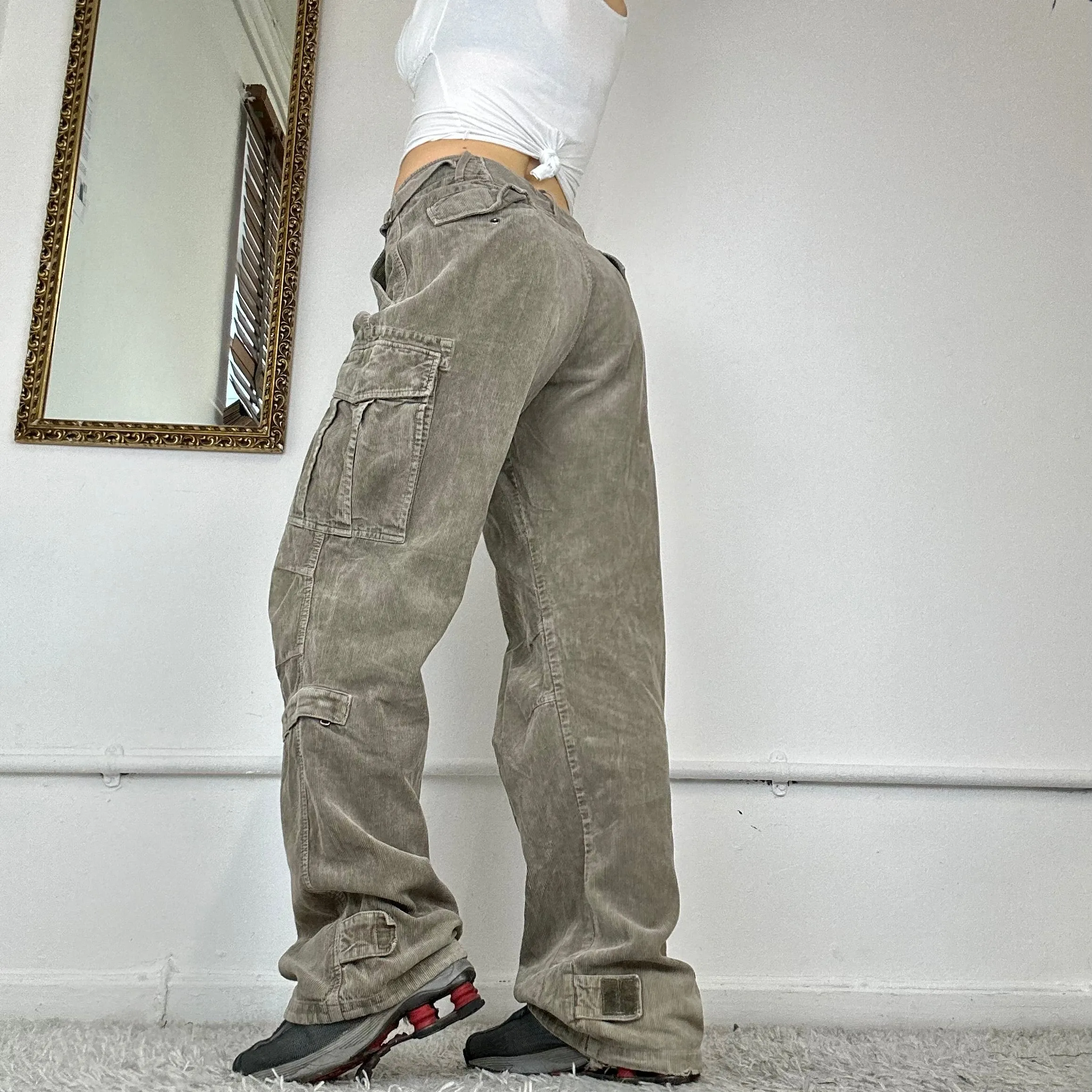 corduroy baggy cargo trousers