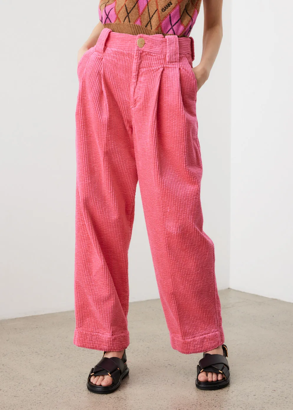 Corduroy Pleated Trousers