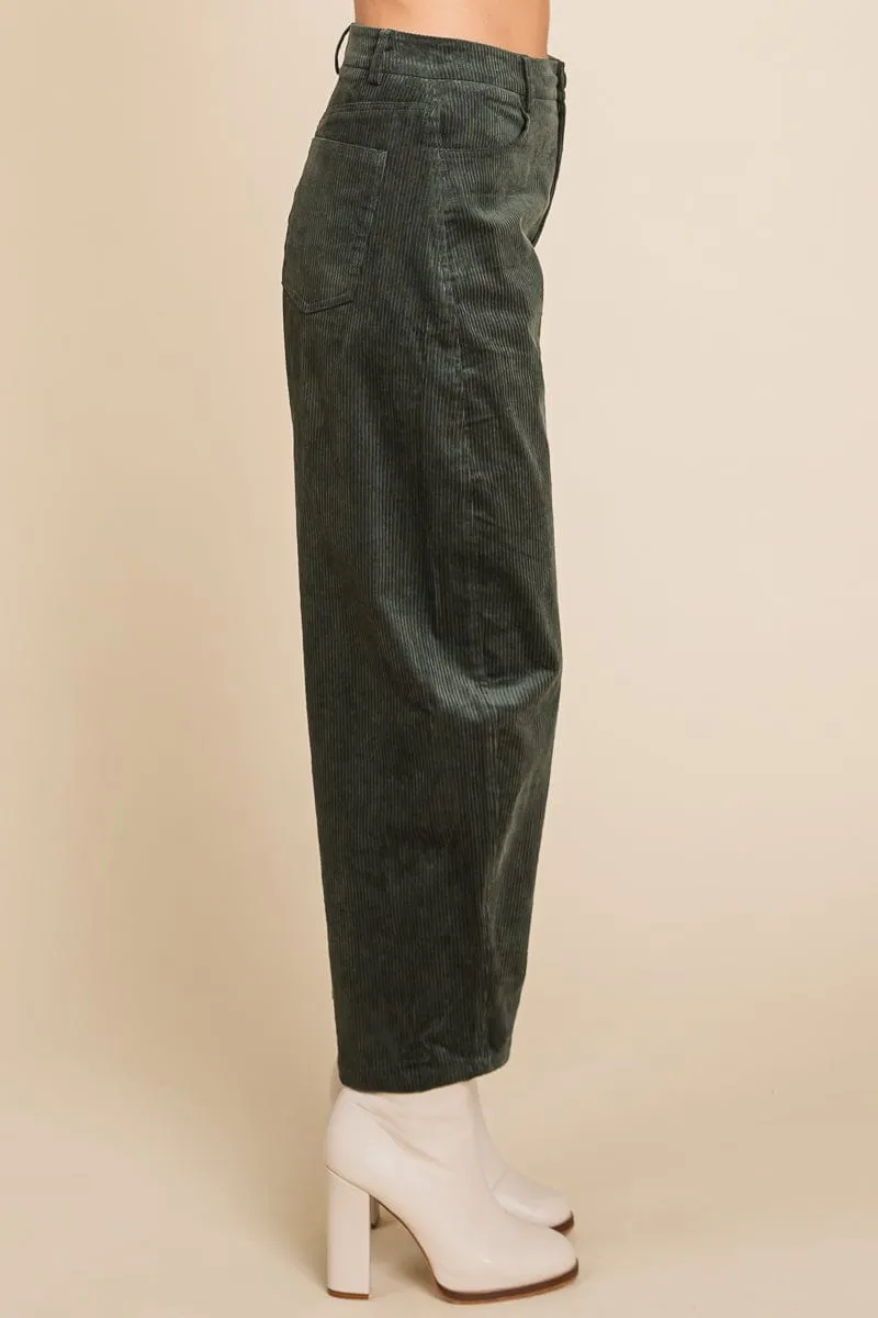 Corduroy Wide Leg Horseshoe Relaxed Fit Pants