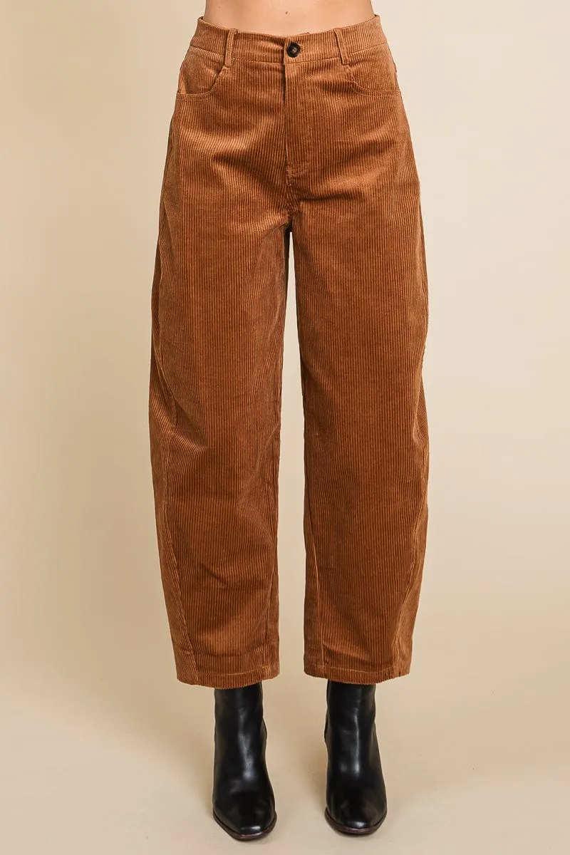 Corduroy Wide Leg Horseshoe Relaxed Fit Pants