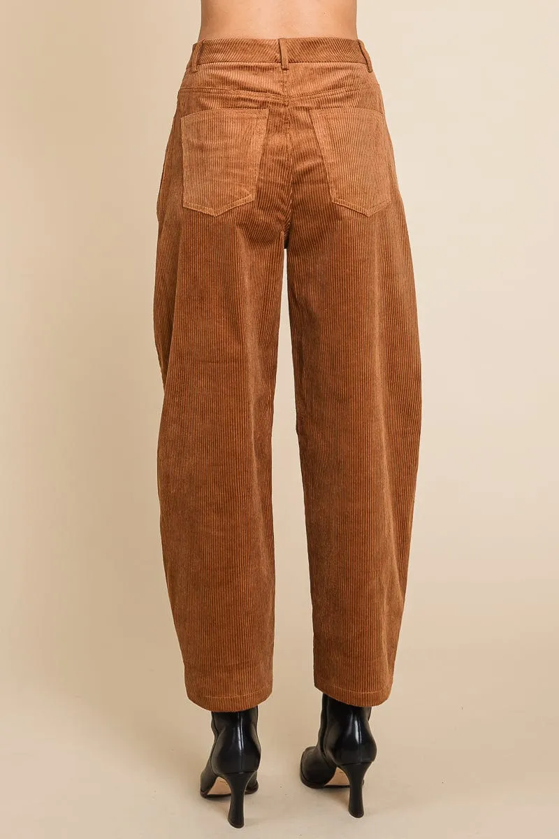 Corduroy Wide Leg Horseshoe Relaxed Fit Pants