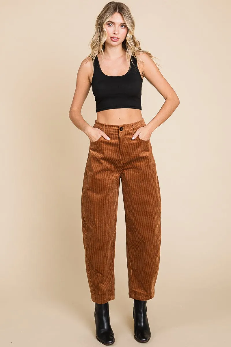 Corduroy Wide Leg Horseshoe Relaxed Fit Pants