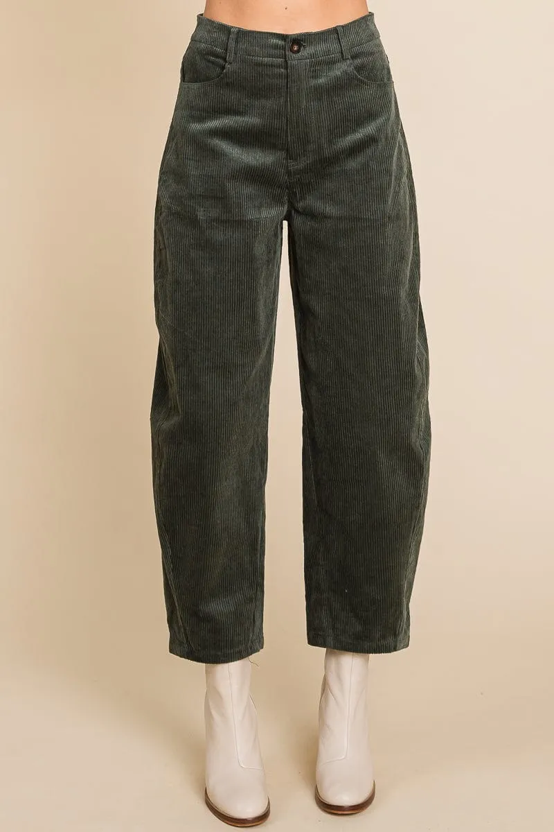 Corduroy Wide Leg Horseshoe Relaxed Fit Pants