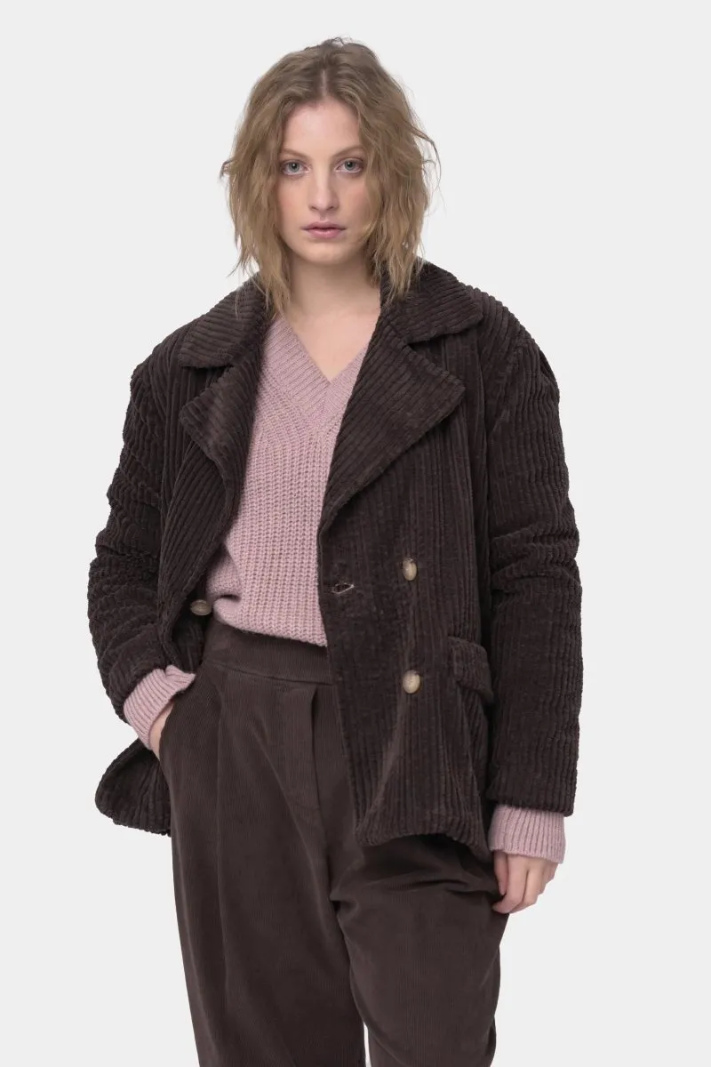 Cotton Corduroy Double Breasted Coat