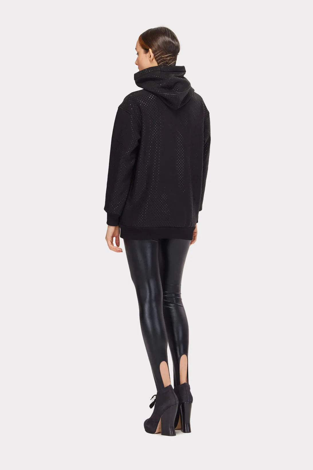 Cozy Solid Fleece Hooded Tunic Black