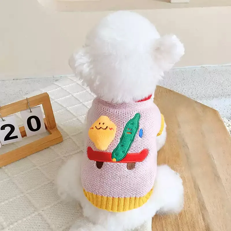 Cute Plush Cartoon Embroidered Pet Knitted Sweaters