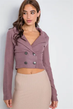 Double Breasted Peacoat Crop Jacket