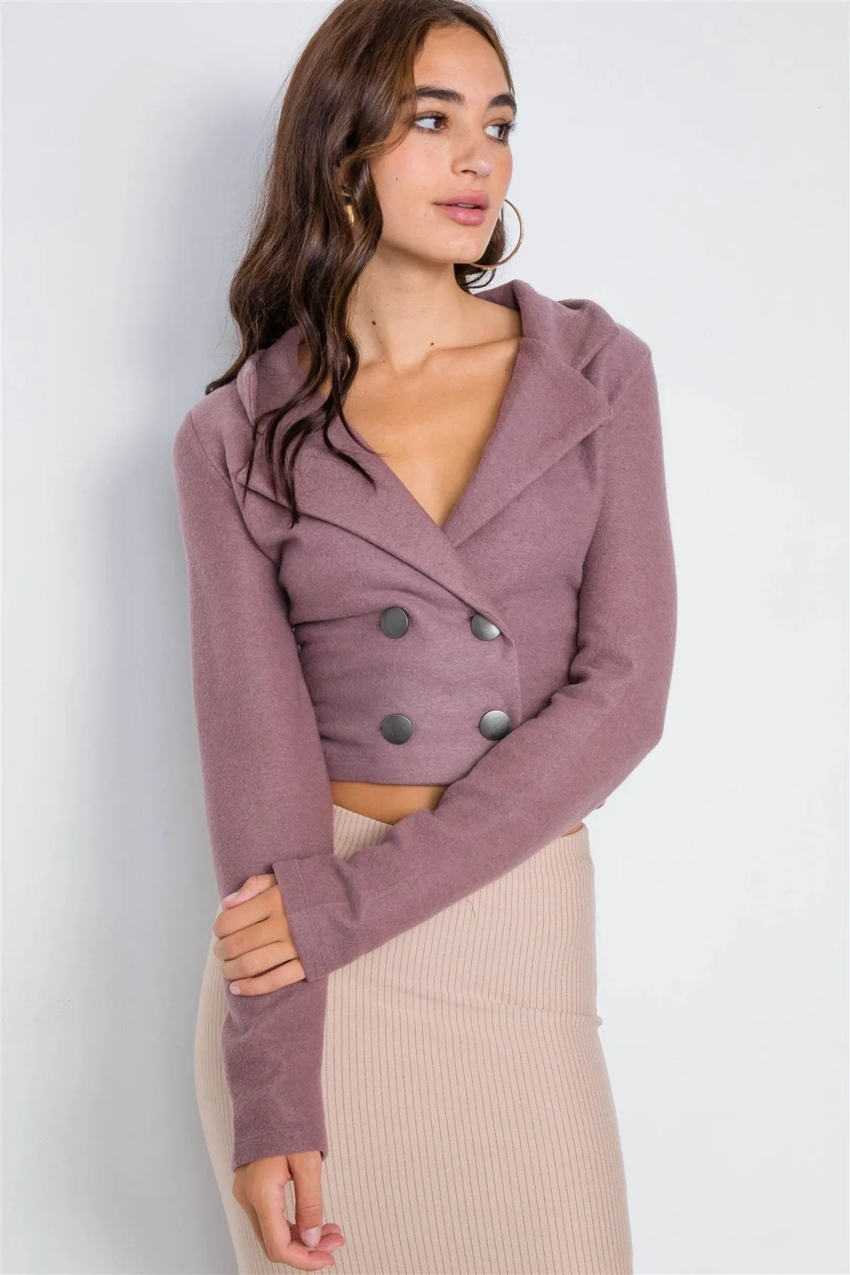 Double Breasted Peacoat Crop Jacket