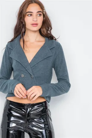 Double Breasted Peacoat Crop Jacket