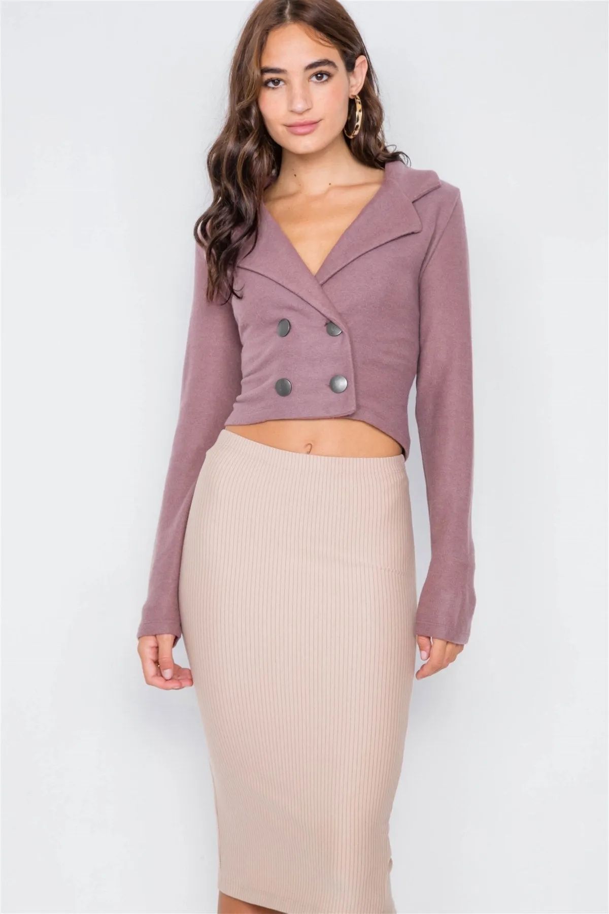 Double Breasted Peacoat Crop Jacket