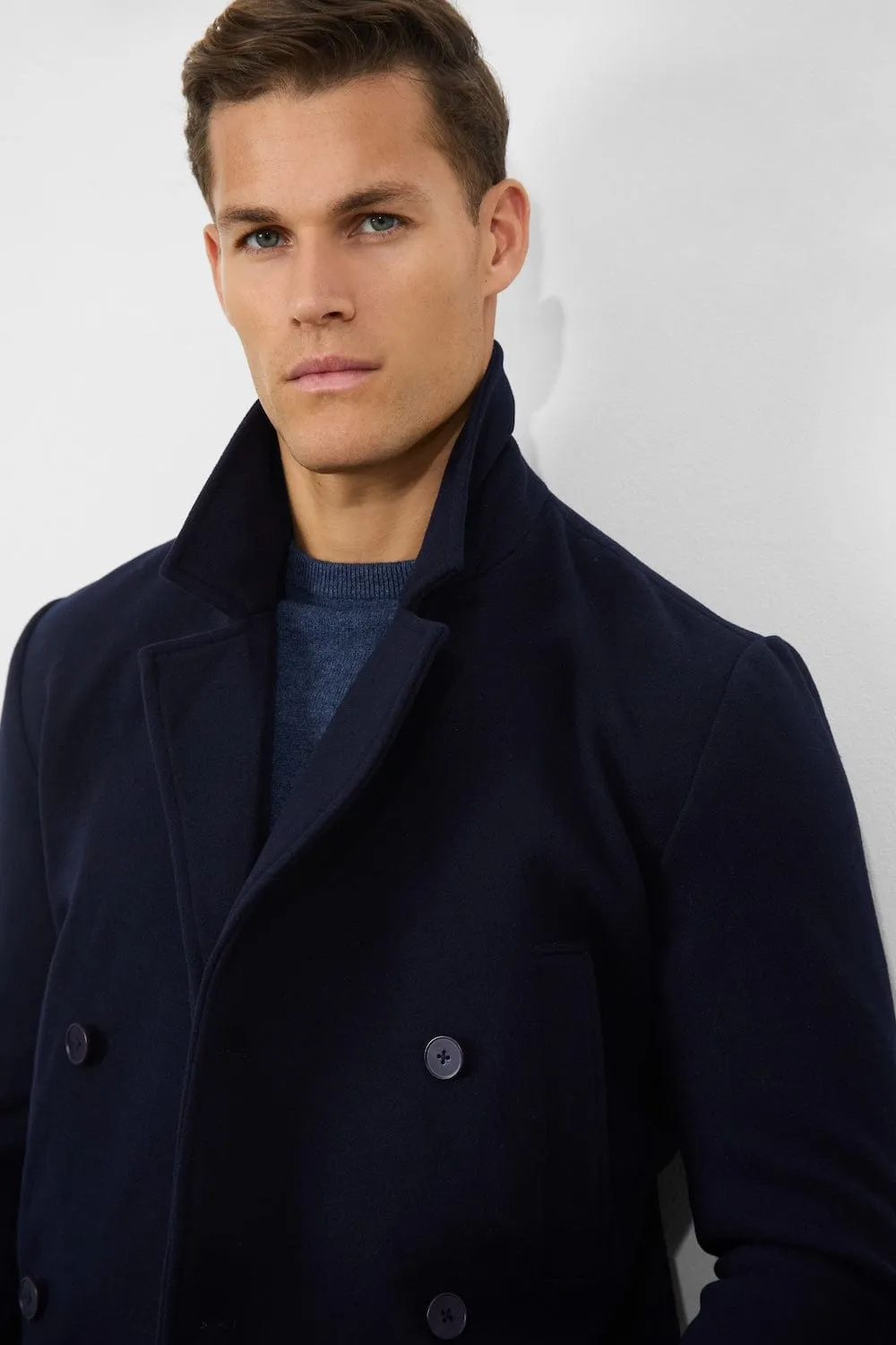 Double Breasted Peacoat in Navy